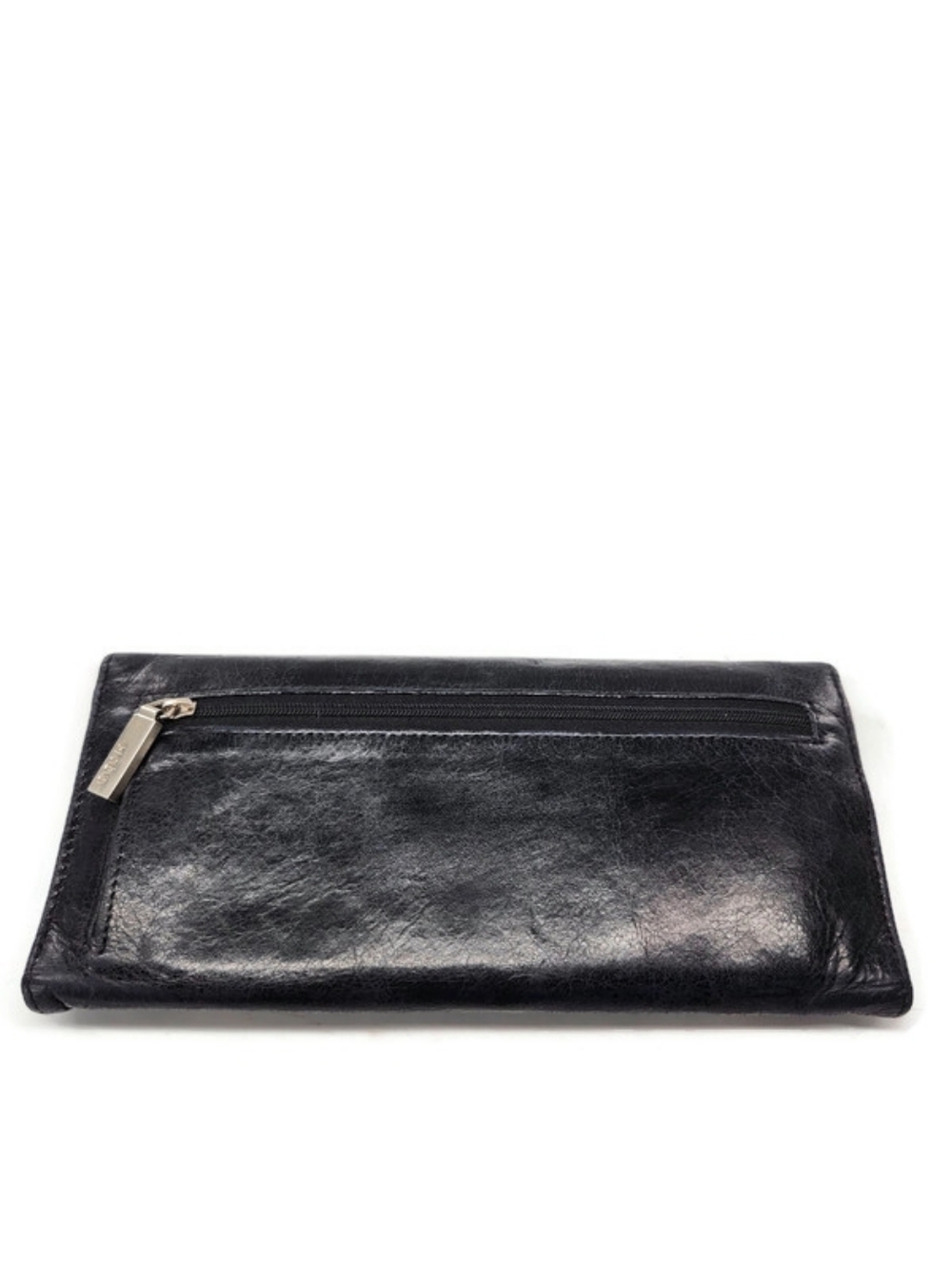 HOBO Sadie International Black Distressed Leather Tri-Fold Key Chain Wallet - Picture 3 of 14
